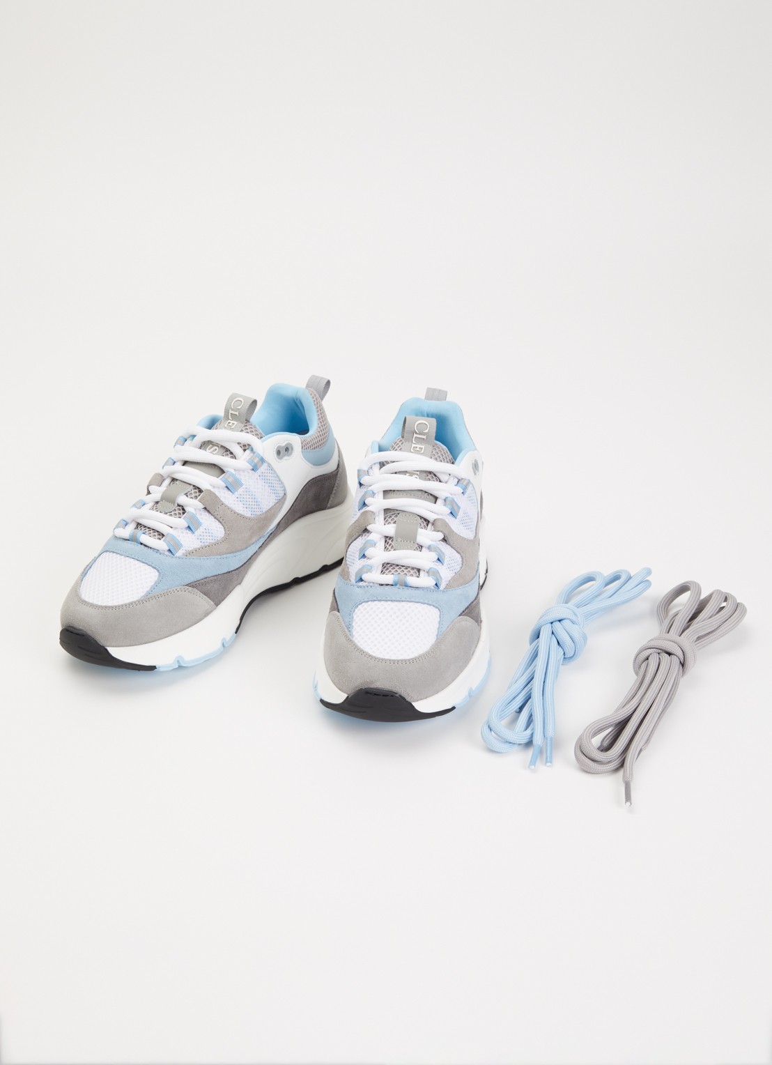 Cleens Aero Runner sneaker met suède details - detail 2 grijs