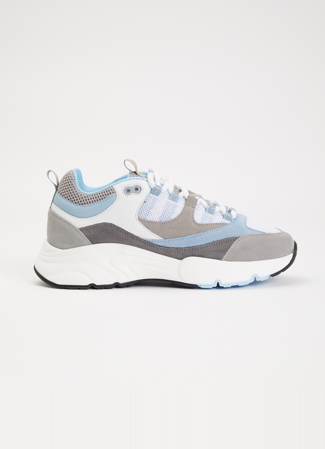 Cleens Aero Runner sneaker met suède details - voorkant grijs