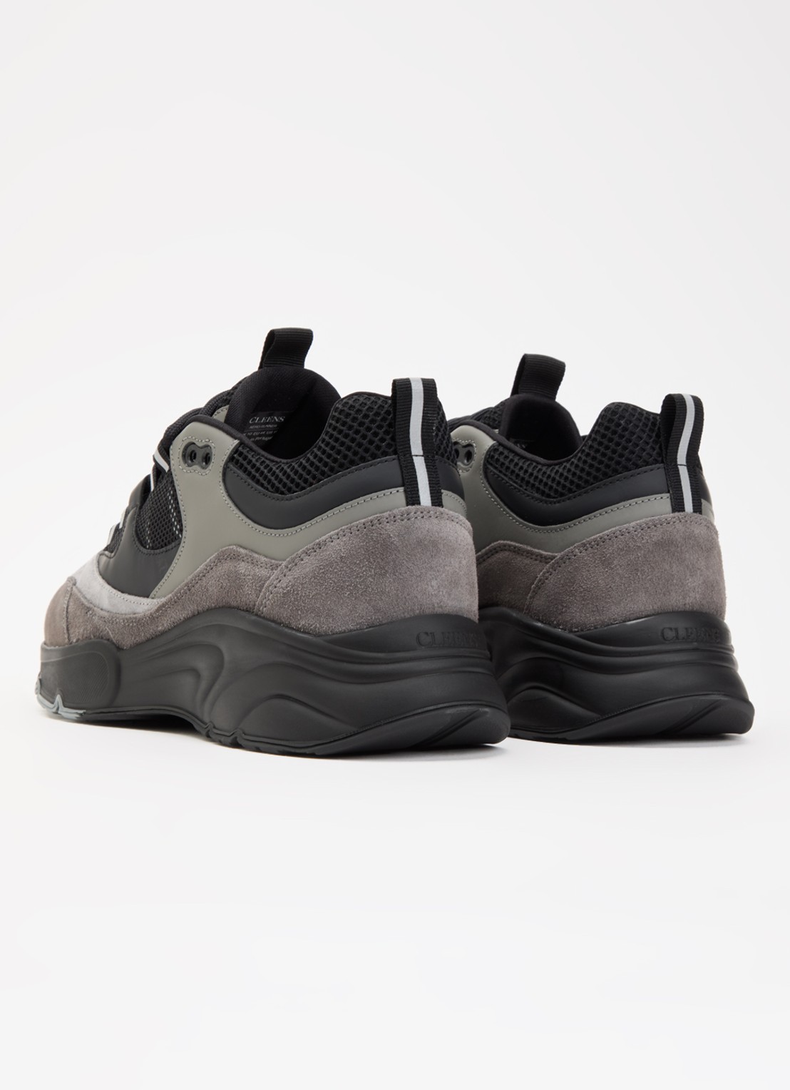 Cleens Aero Runner sneaker van leer met suède details - achterkant 2 grijs