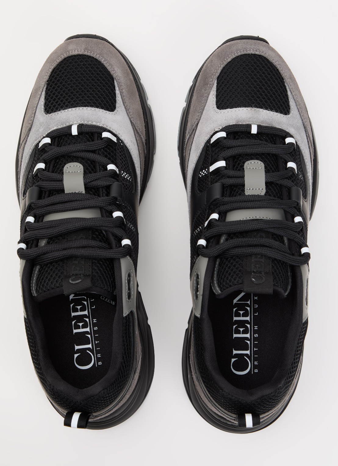 Cleens Aero Runner sneaker van leer met suède details - detail 4 grijs