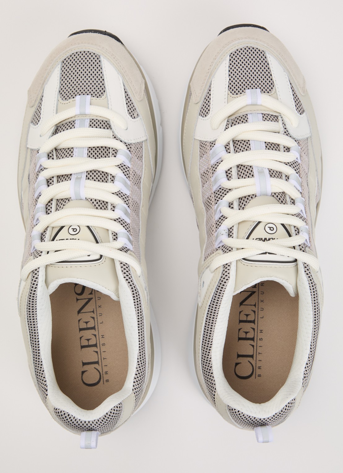 Cleens Hyper Runner sneaker met leren details - detail 3 beige