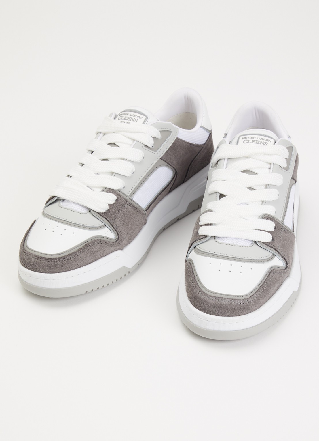 Cleens Lay Up sneaker met leren suède details - detail 3 grijs