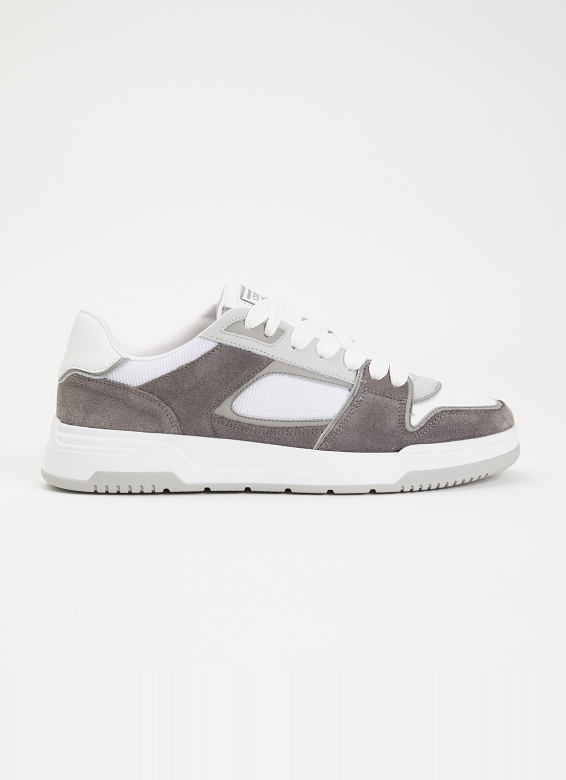 Cleens Lay Up sneaker met leren suède details - voorkant 2 grijs