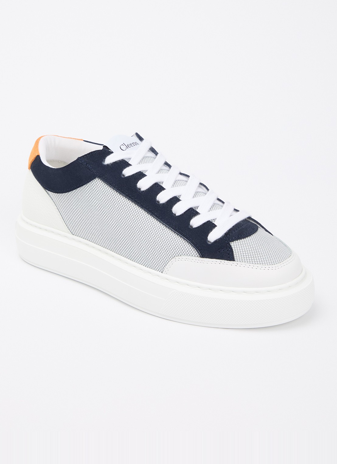 Cleens Luxor sneaker met suède details - voorkant 2 wit