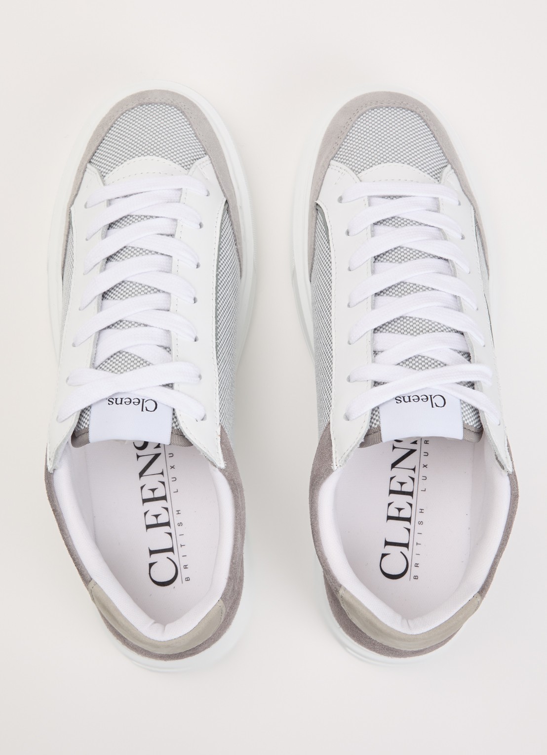 Cleens Luxor sneaker met suède details - detail 2 wit