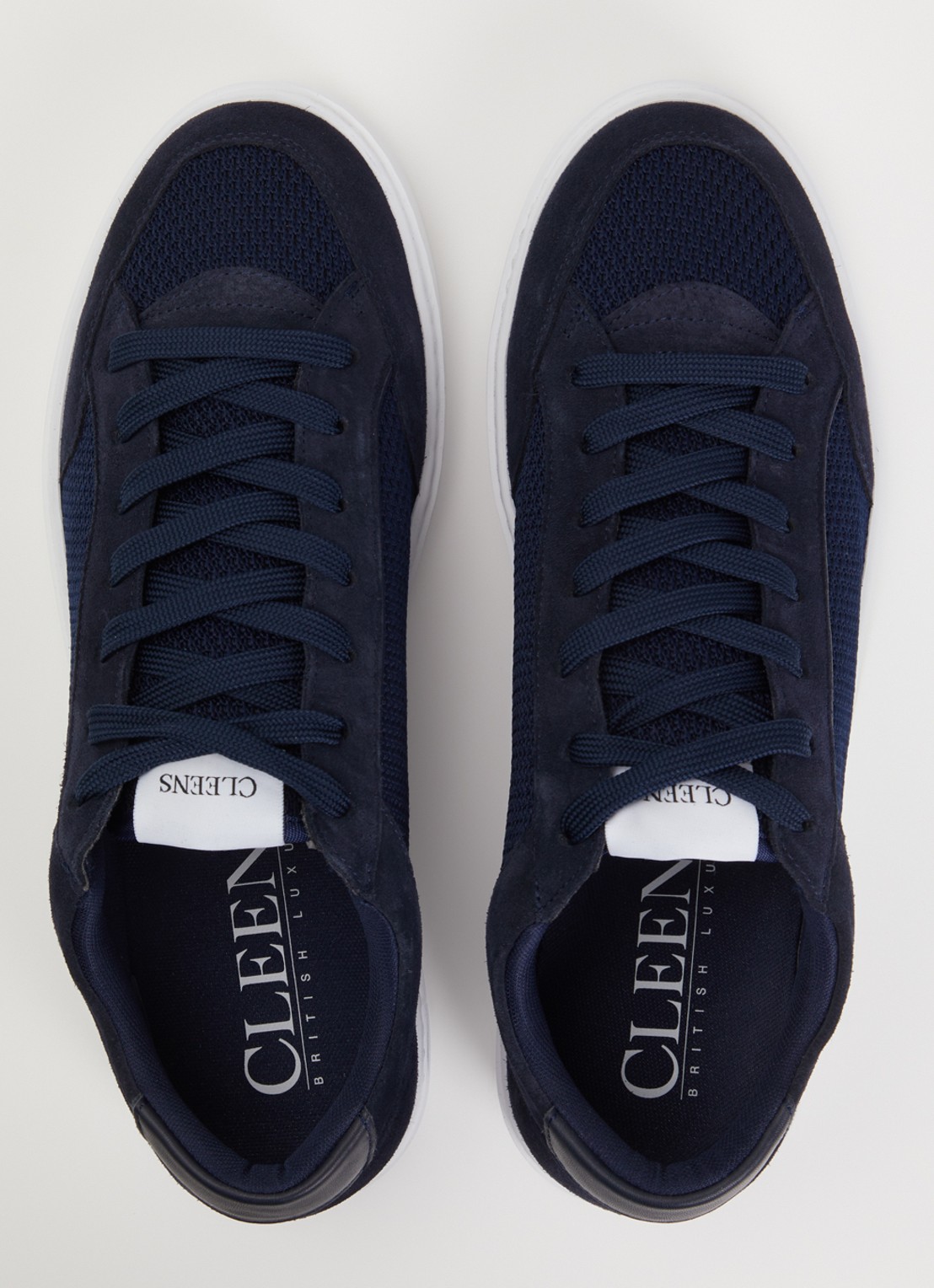 Cleens Luxor sneaker met suède details - detail 2 donkerblauw