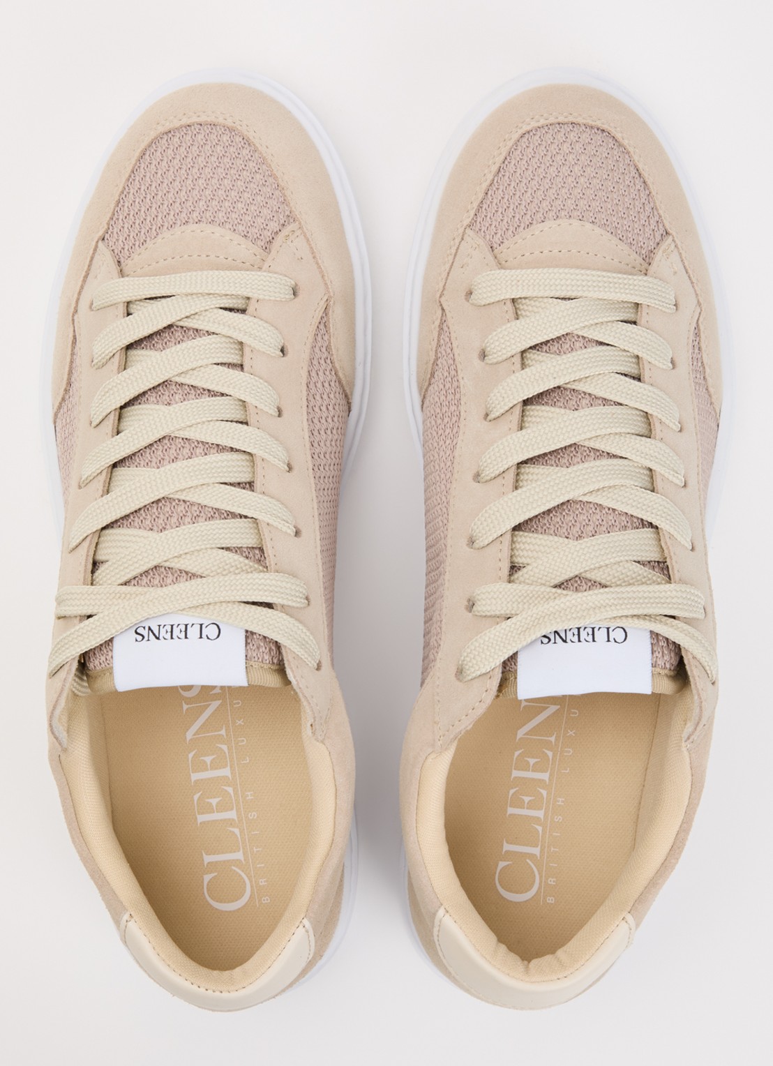 Cleens Luxor sneaker met suède details - detail 2 beige