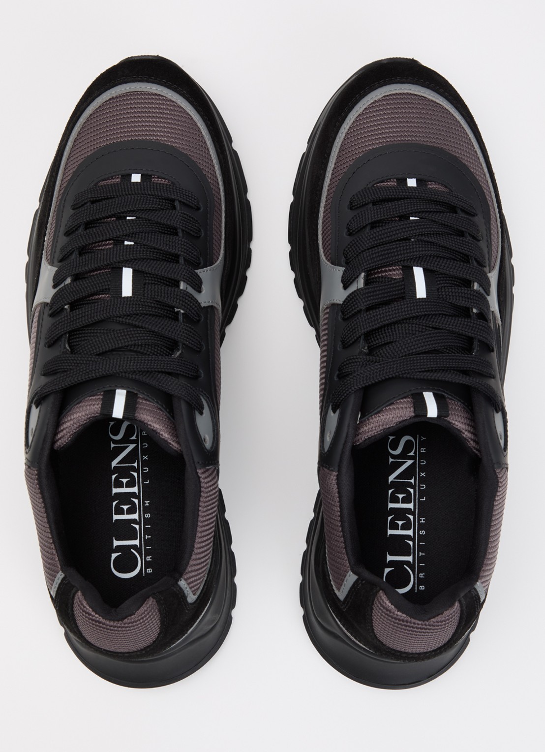 Cleens Onesixty sneaker met suède details - detail 2 zwart