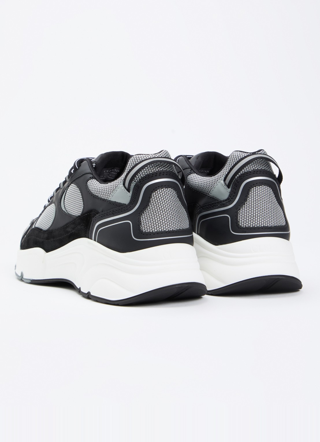 Cleens Pulse Runner sneaker met leren details - achterkant antraciet