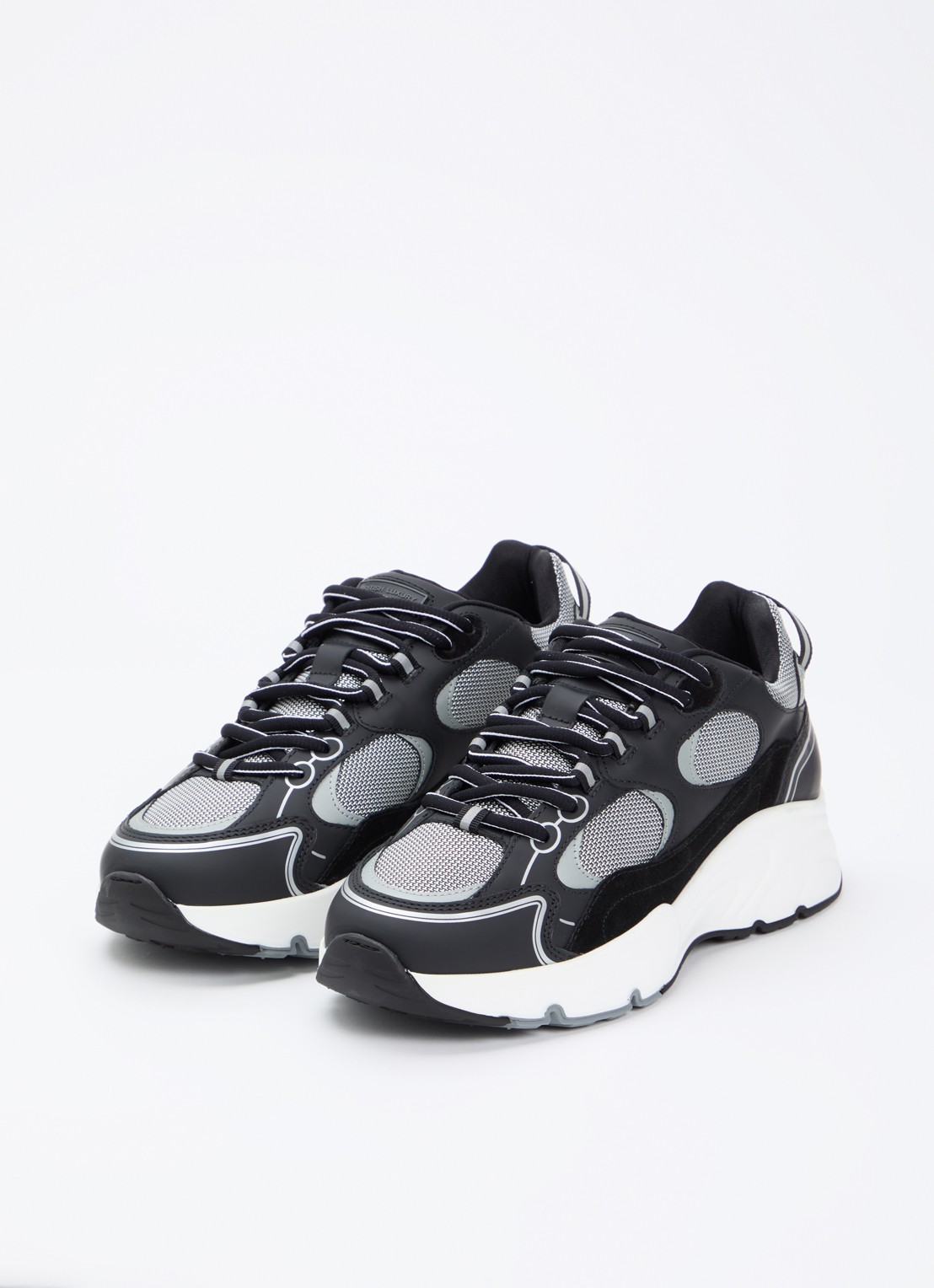 Cleens Pulse Runner sneaker met leren details - detail 3 antraciet
