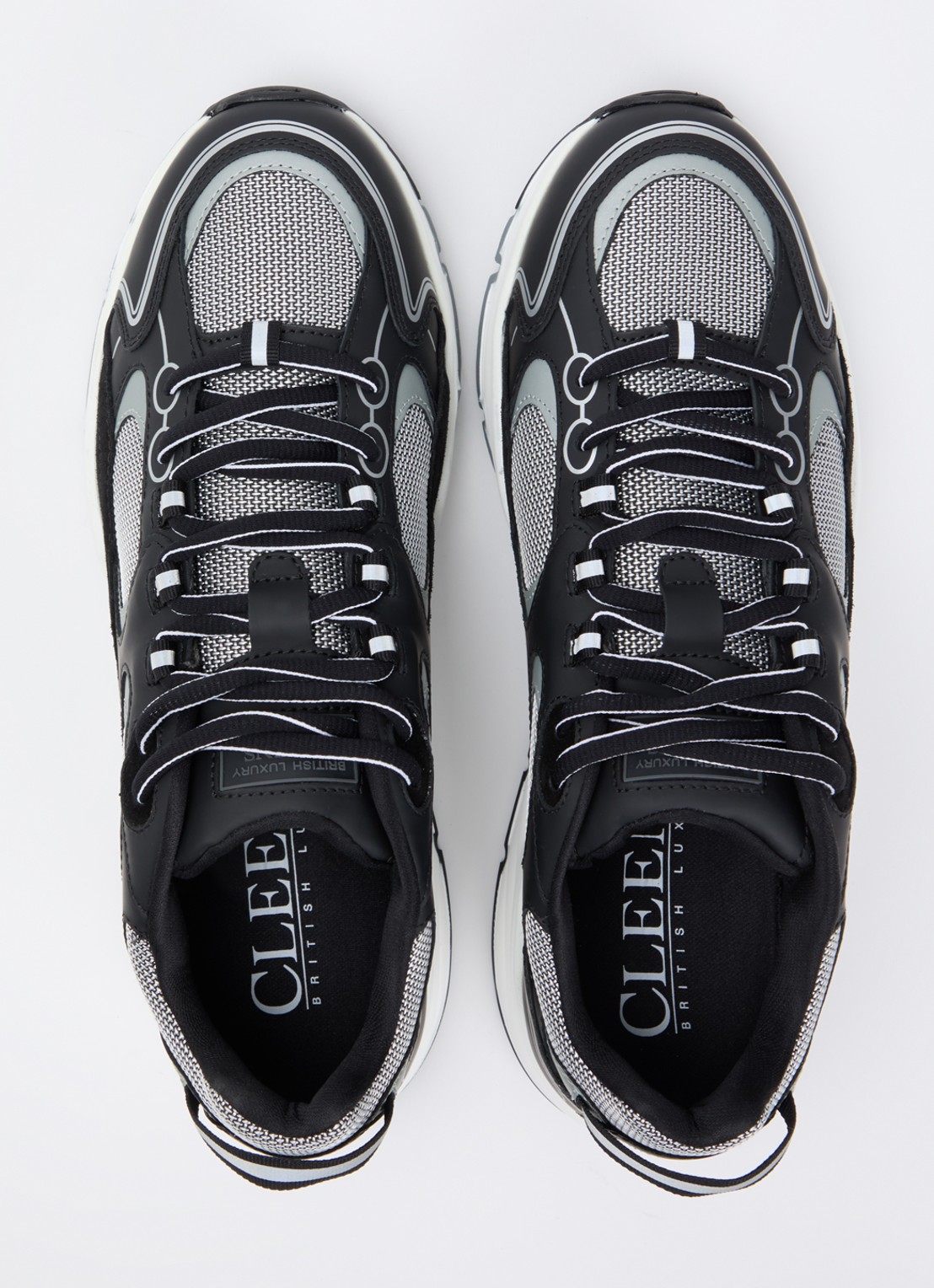 Cleens Pulse Runner sneaker met leren details - detail 4 antraciet