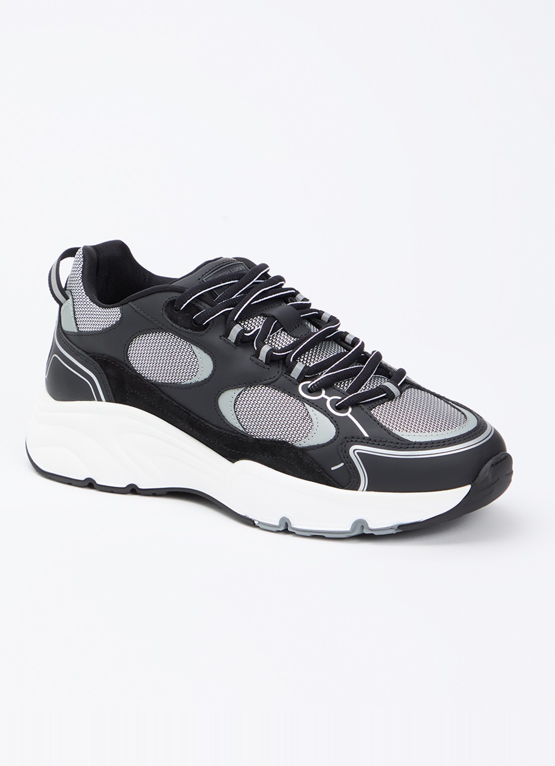 Cleens Pulse Runner sneaker met leren details - voorkant 2 antraciet