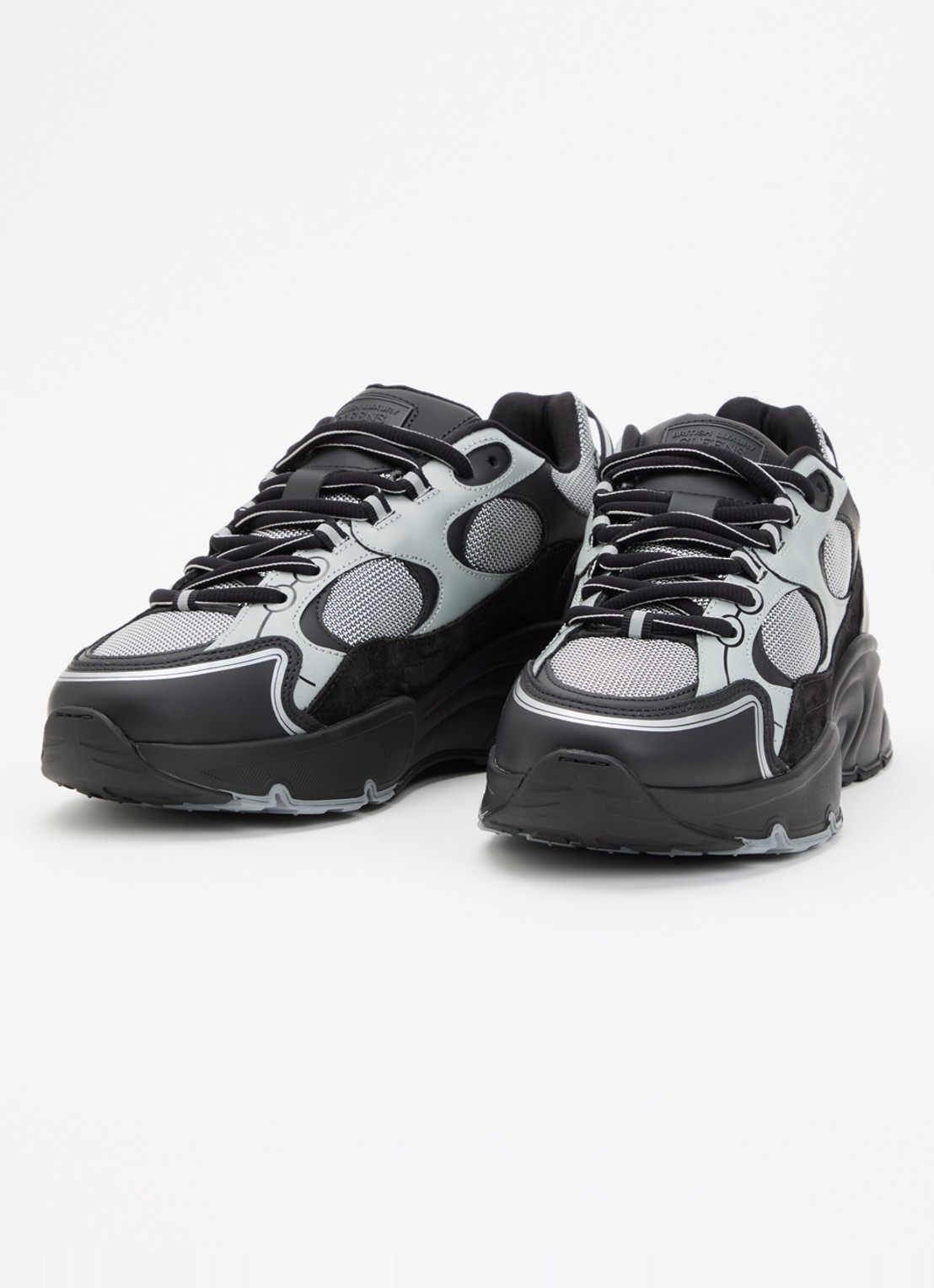Cleens Pulse Runner sneaker met leren details - detail 2 zwart