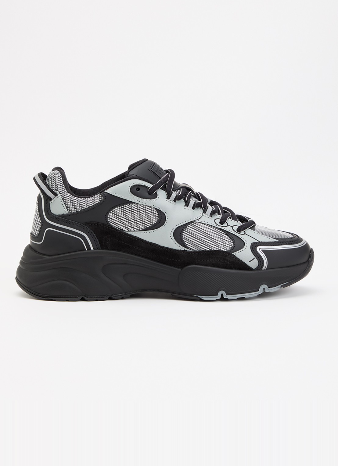 Cleens Pulse Runner sneaker met leren details - voorkant zwart