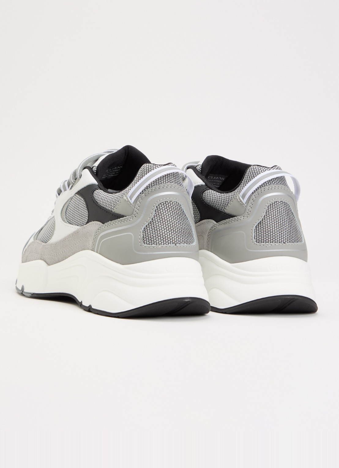 Cleens Pulse Runner sneaker van mesh met leren details - achterkant 2 grijs