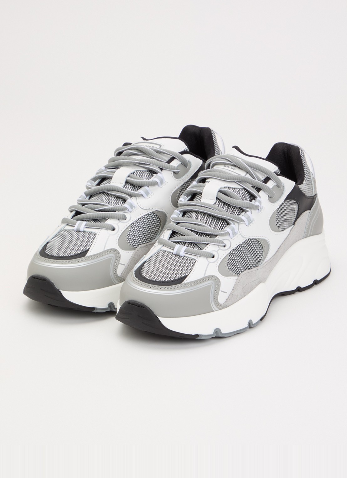 Cleens Pulse Runner sneaker van mesh met leren details - detail 3 grijs