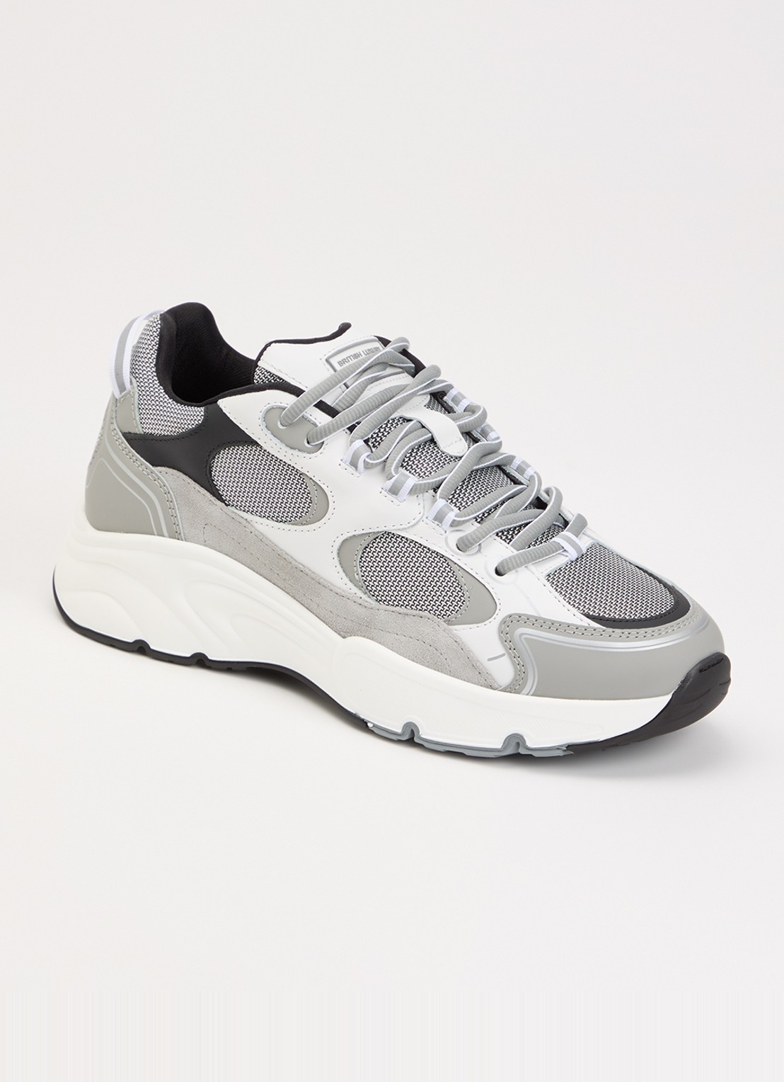 Cleens Pulse Runner sneaker van mesh met leren details - voorkant grijs