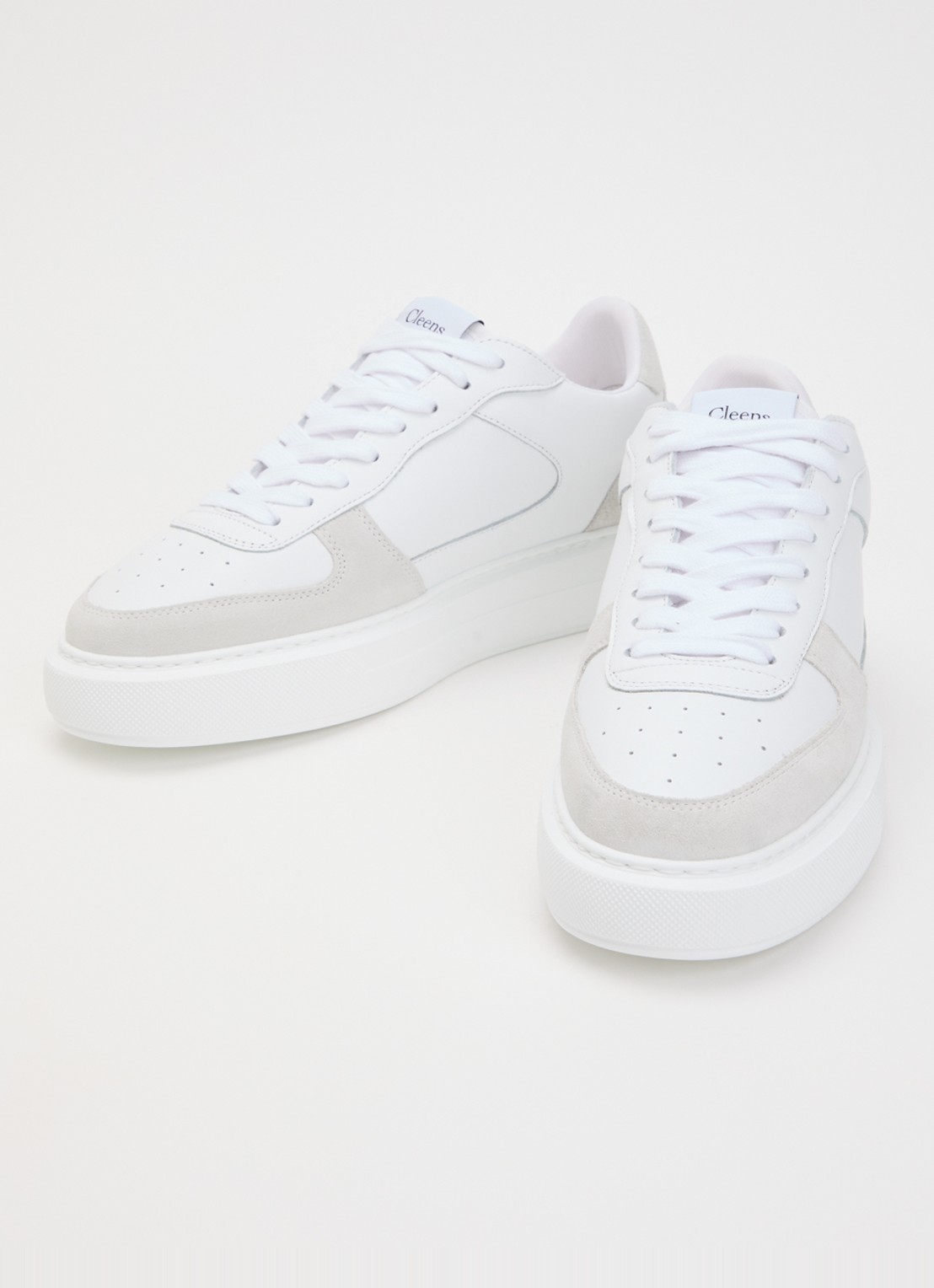 Cleens Sneaker van leer met suède details - detail 3 wit