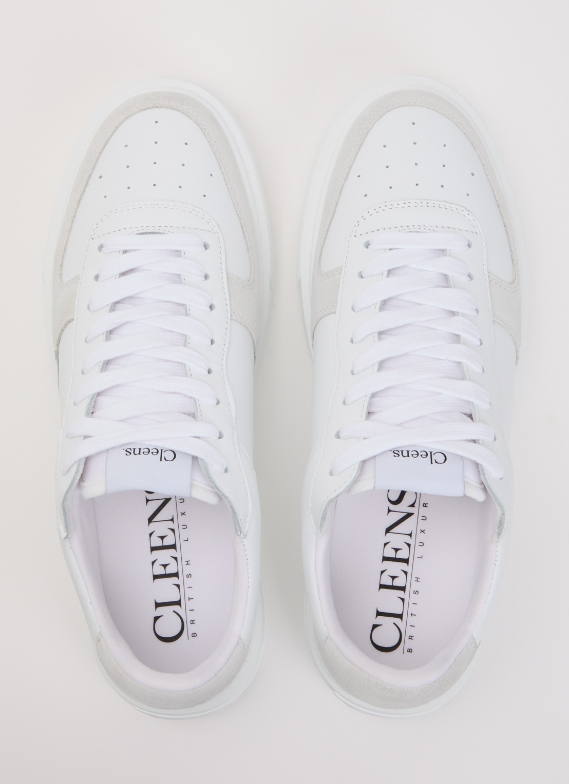 Cleens Sneaker van leer met suède details - detail 4 wit