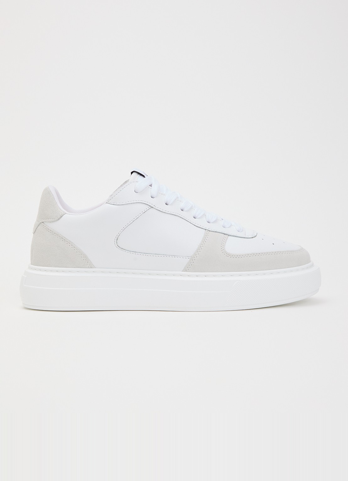 Cleens Sneaker van leer met suède details - voorkant 2 wit