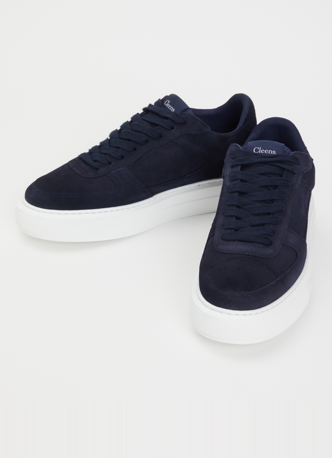 Cleens Sneaker van suède - detail donkerblauw