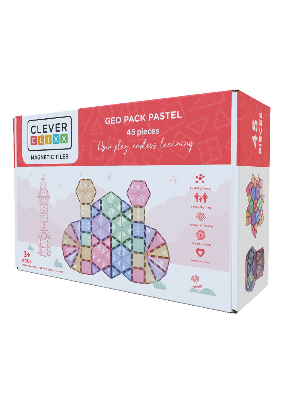 Cleverclixx Geo Pack bouwset 45 Stuks - voorkant 3 multicolor