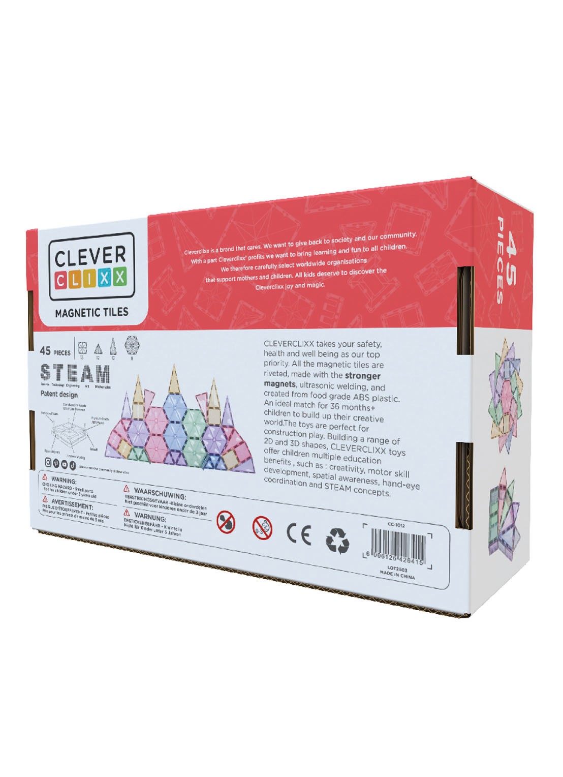 Cleverclixx Geo Pack bouwset 45 Stuks - voorkant 4 multicolor