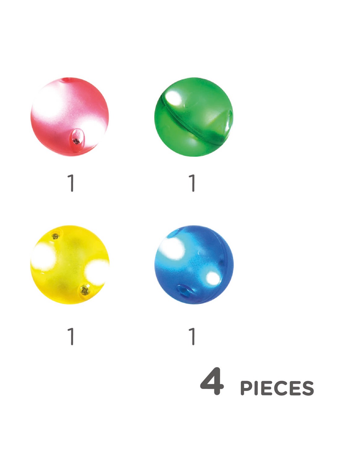 Cleverclixx Lichtgevende ballen Ball run Dazzling Lights 4 Stuks - detail multicolor