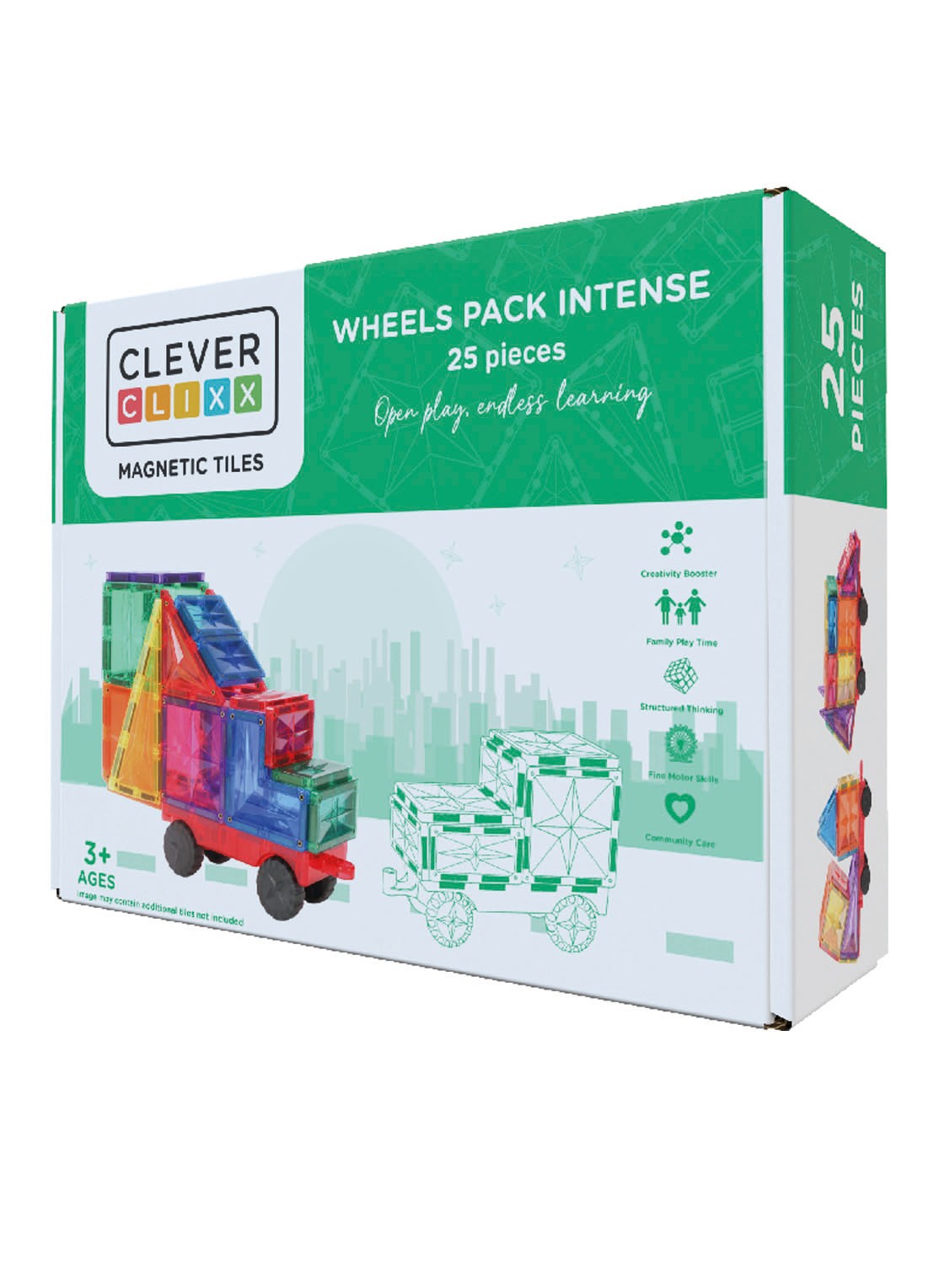 Cleverclixx Wheels Pack Intense bouwpakket 25 Stuks - voorkant 3 multicolor