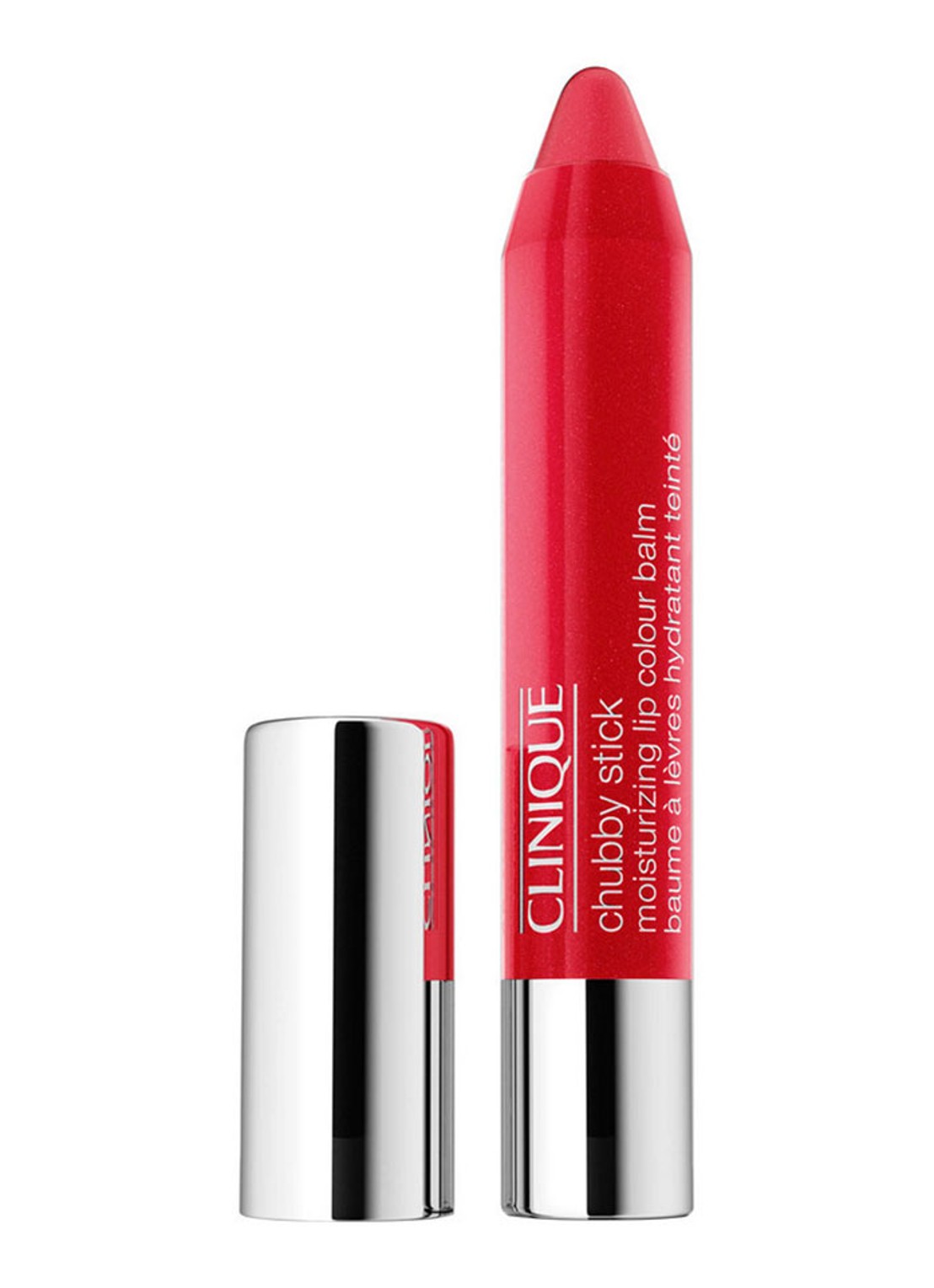 Clinique Chubby Stick Moisturizing Lip Colour Balm - getinte lipbalsem - voorkant super strawberry