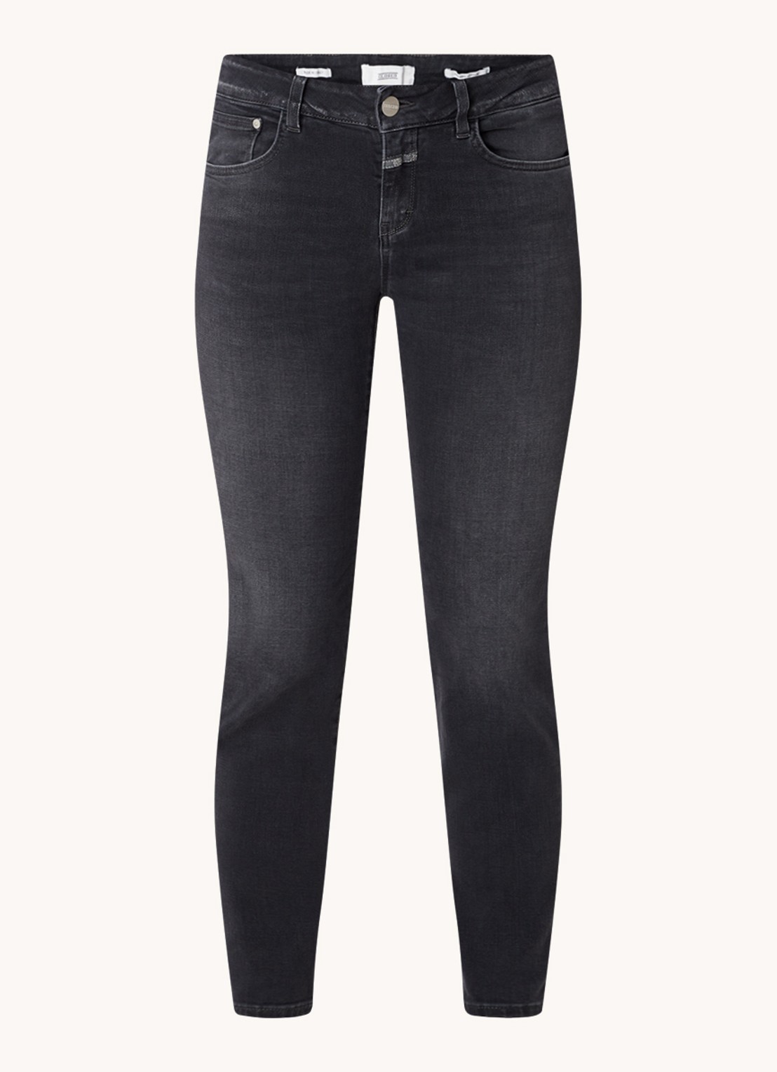 CLOSED Baker low waist cropped slim fit jeans met stretch - voorkant antraciet