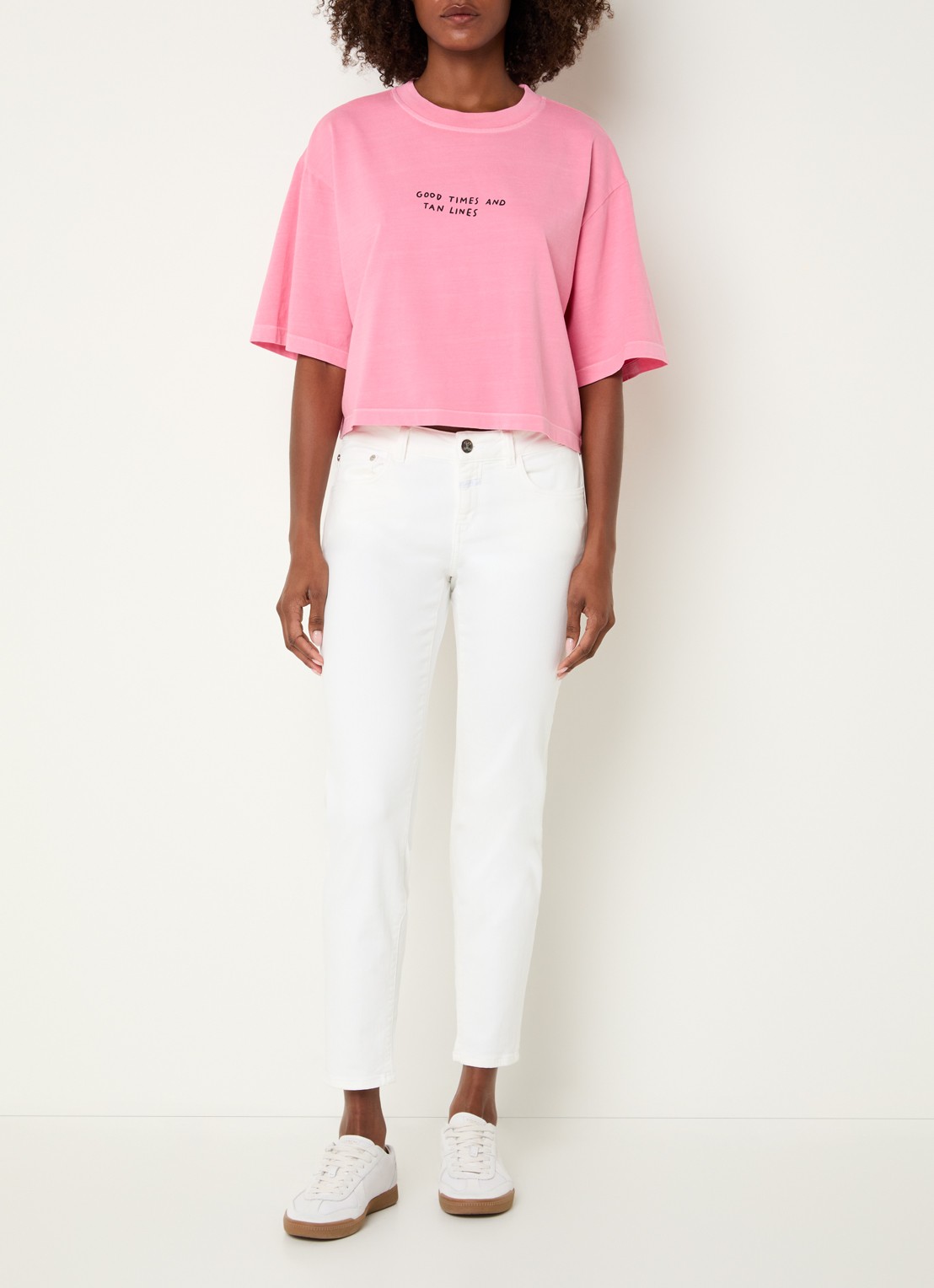 CLOSED Baker low waist slim fit cropped jeans met steekzakken - voorkant 2 wit