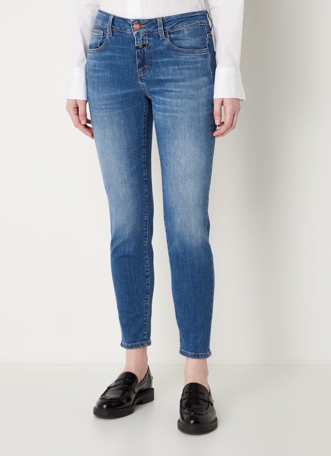 CLOSED Baker low waist slim fit cropped jeans van  katoen - detail indigo