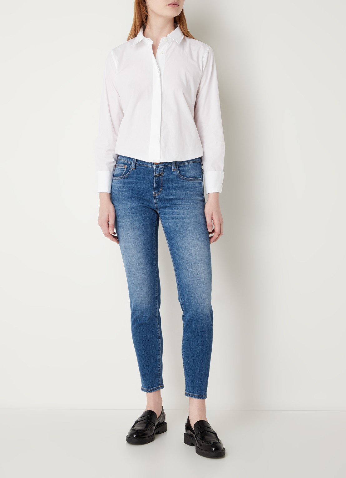 CLOSED Baker low waist slim fit cropped jeans van  katoen - voorkant 4 indigo