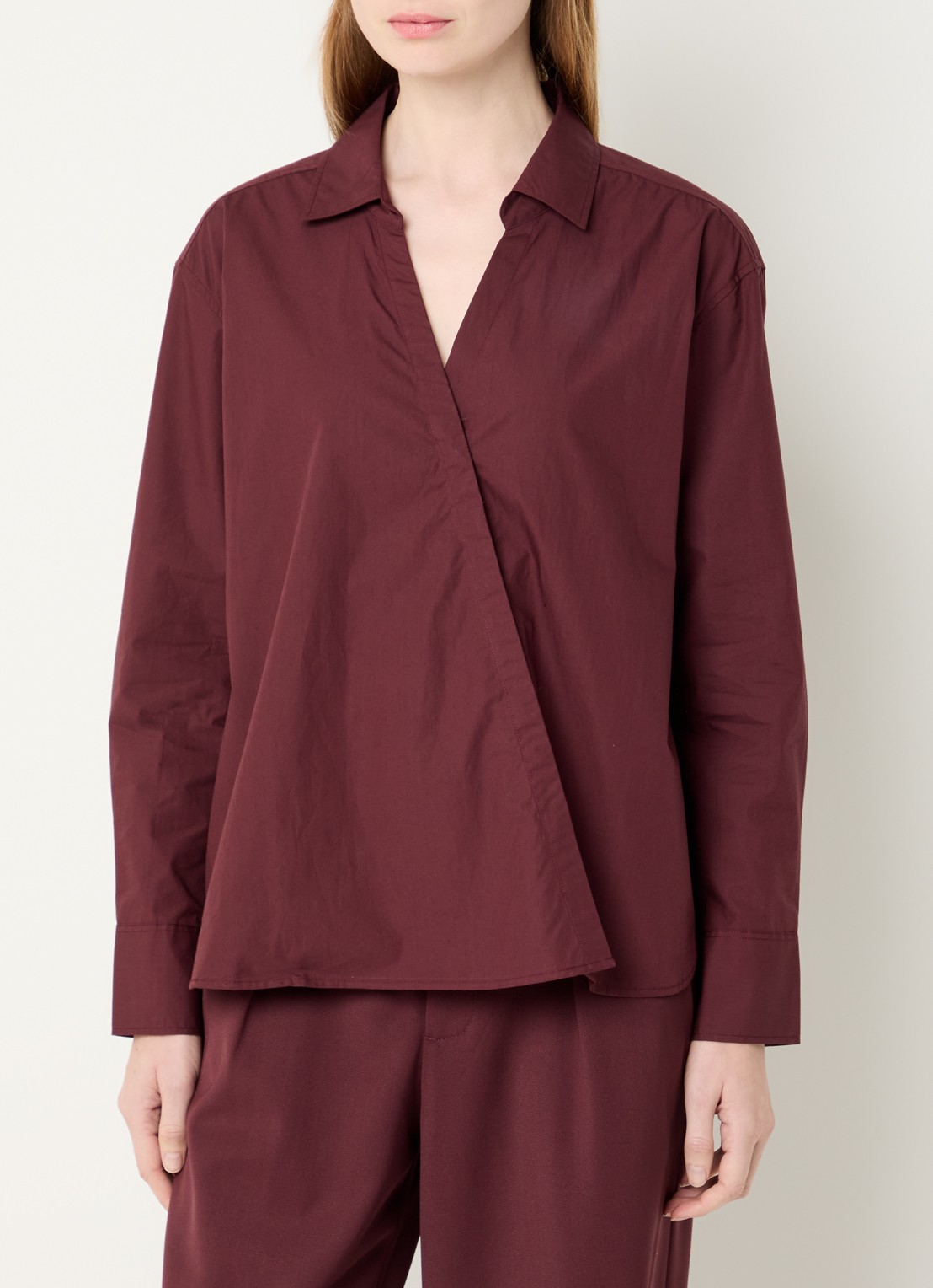 CLOSED Blouse met asymmetrische zoom - detail 4 bordeauxrood