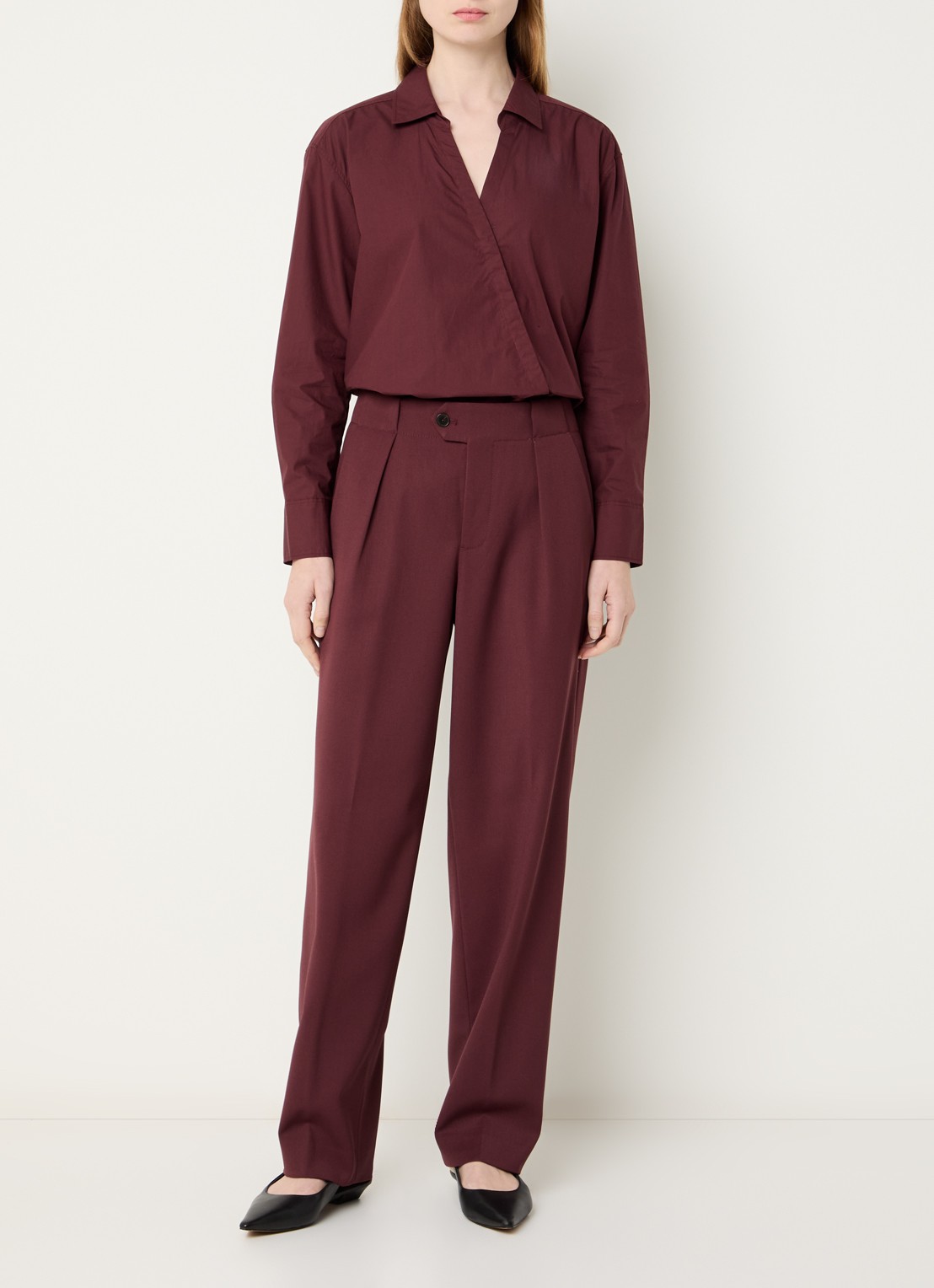 CLOSED Blouse met asymmetrische zoom - voorkant 3 bordeauxrood