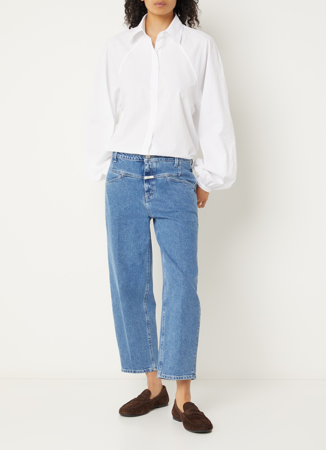 CLOSED Blouse met ballonmouw - voorkant 3 wit