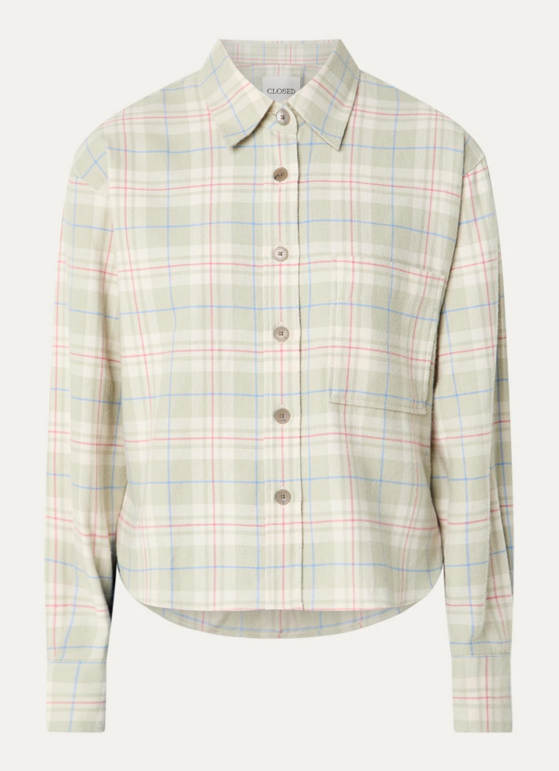 CLOSED Blouse met ruitdessin - voorkant 3 lichtgroen