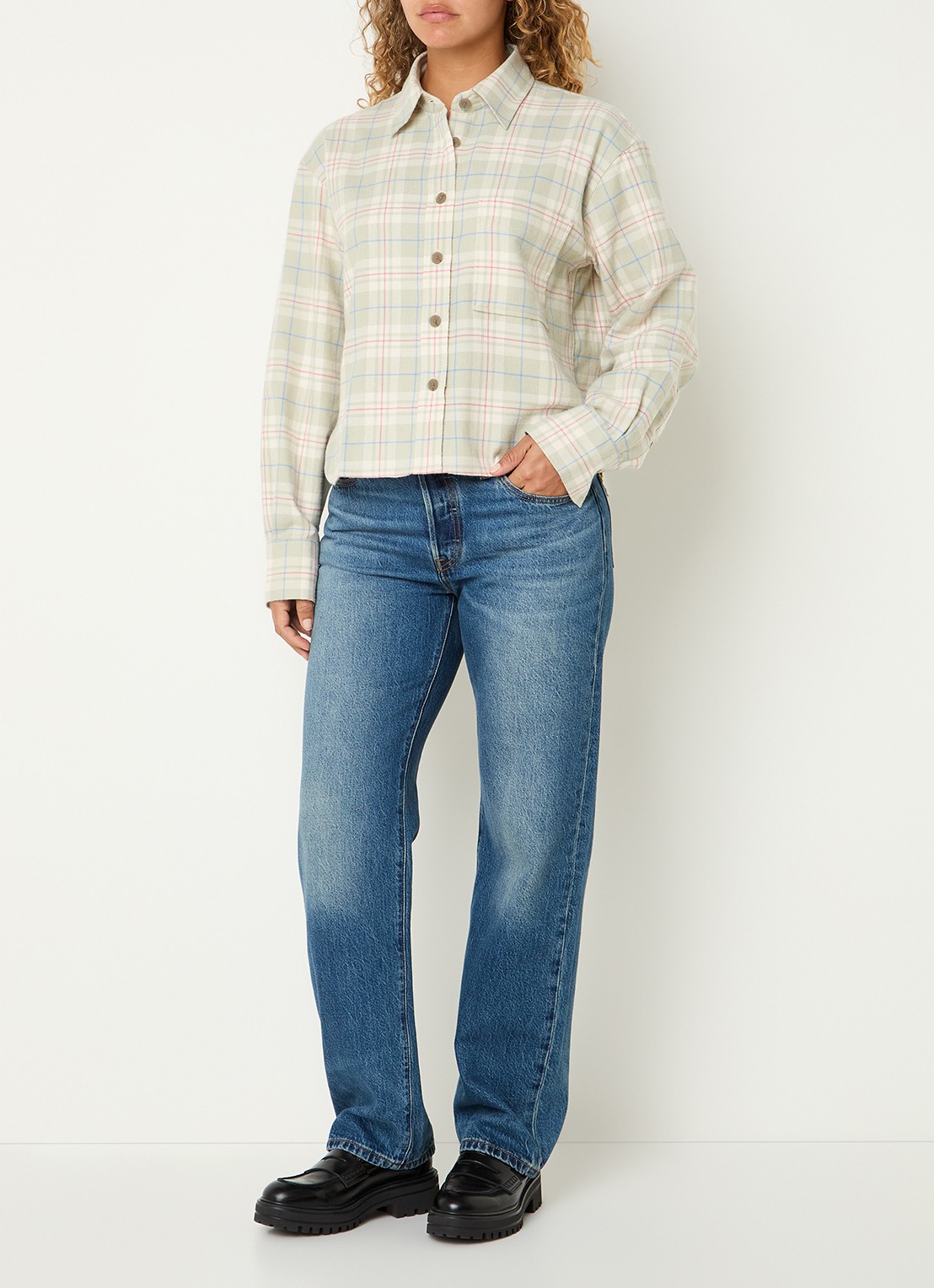 CLOSED Blouse met ruitdessin - voorkant 4 lichtgroen