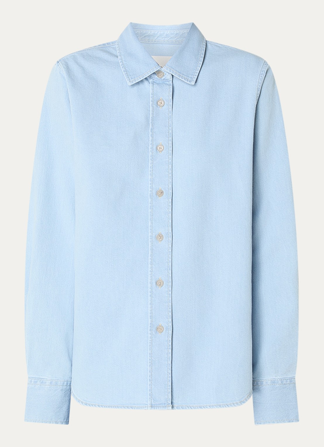 CLOSED Blouse van chambray  - voorkant 3 lichtblauw
