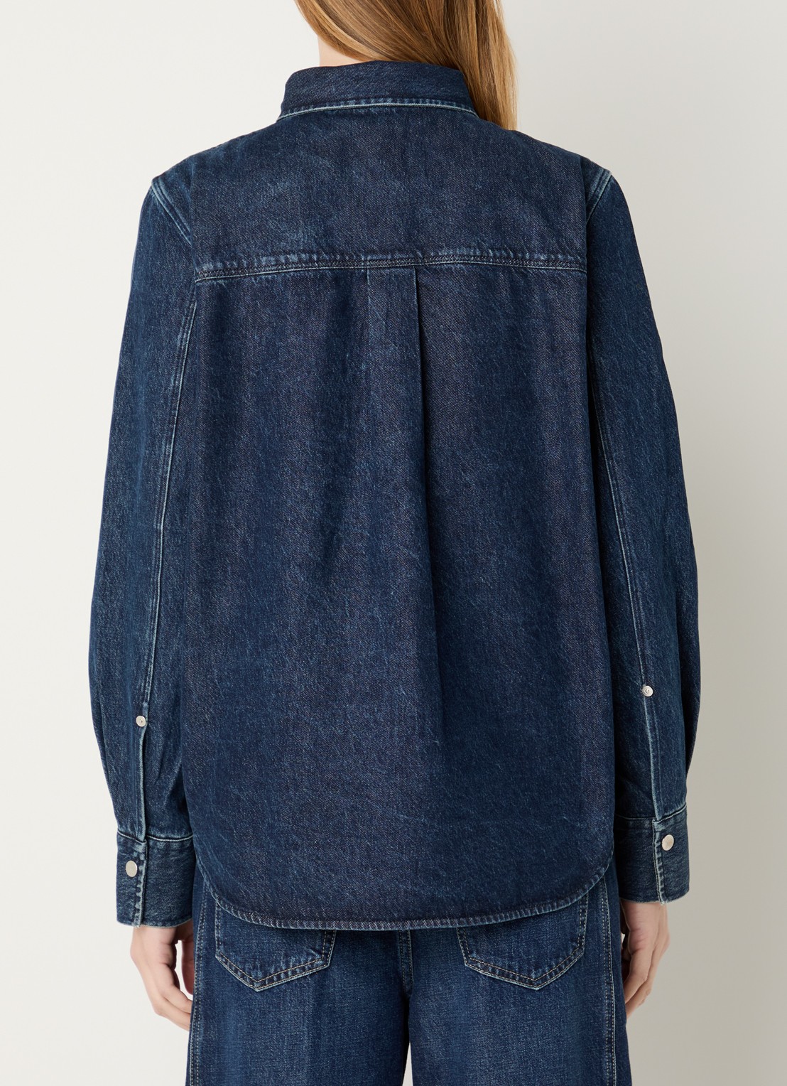 CLOSED Blouse van denim met borstzak - achterkant indigo