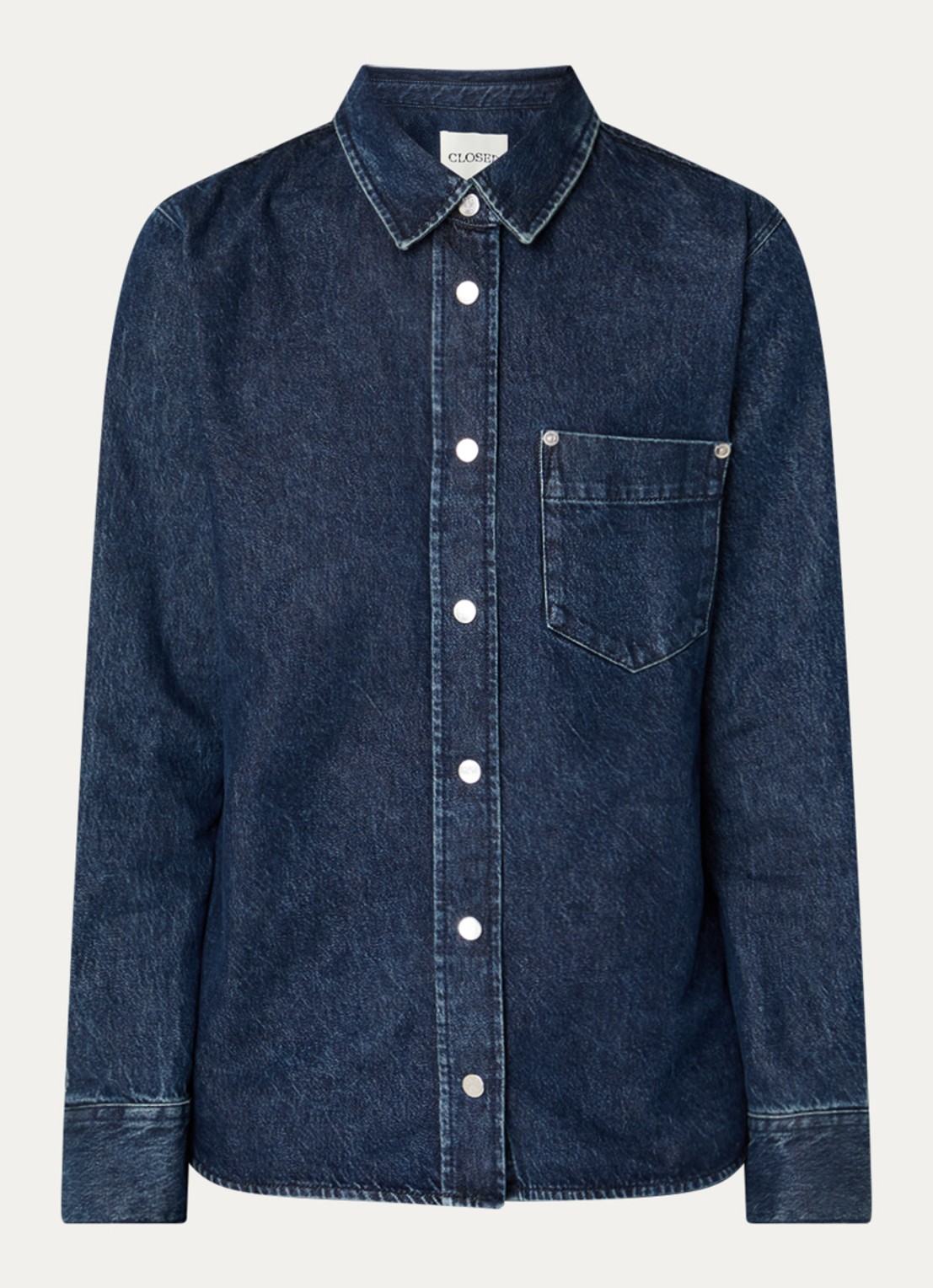 CLOSED Blouse van denim met borstzak - voorkant 2 indigo