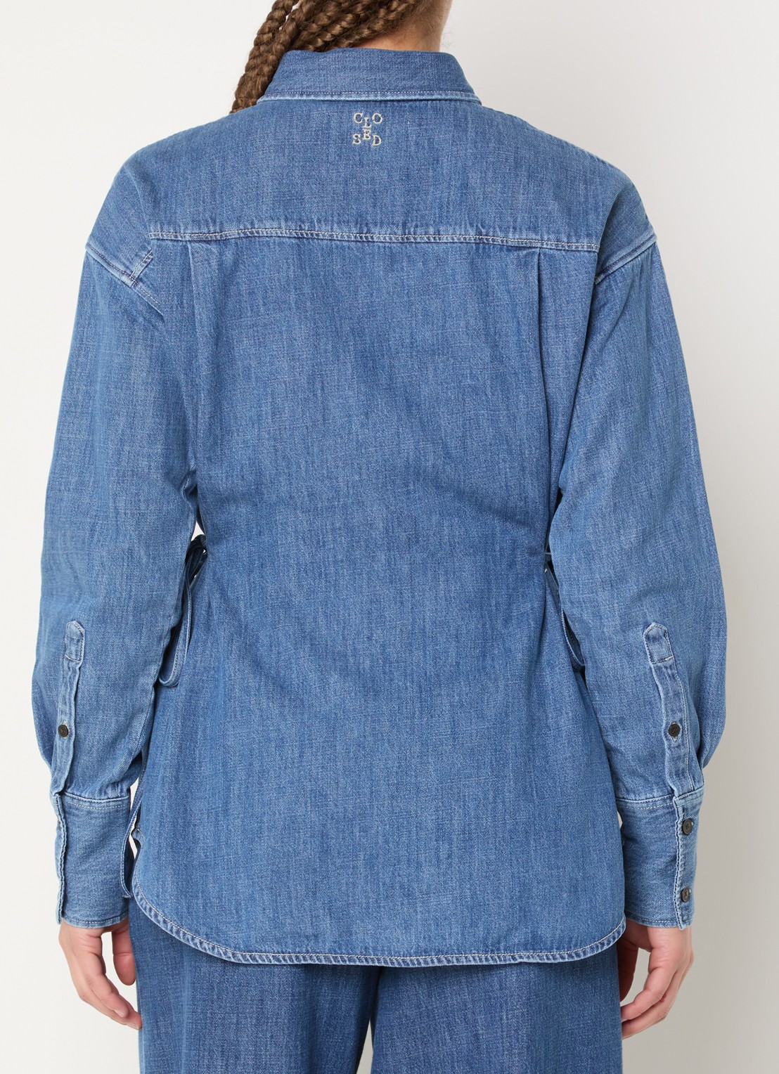 CLOSED Blouse van denim met ceintuur - achterkant 3 indigo