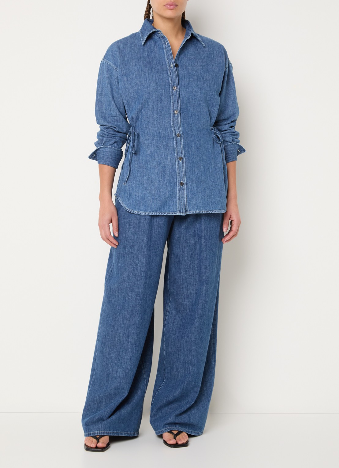 CLOSED Blouse van denim met ceintuur - voorkant 2 indigo
