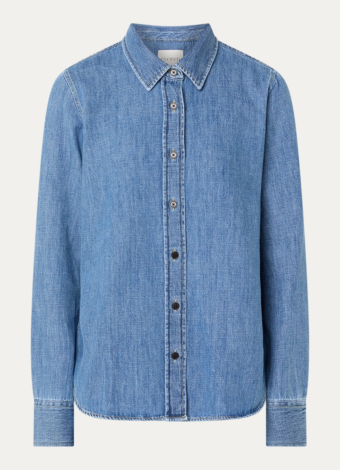 CLOSED Blouse van denim - voorkant blauw
