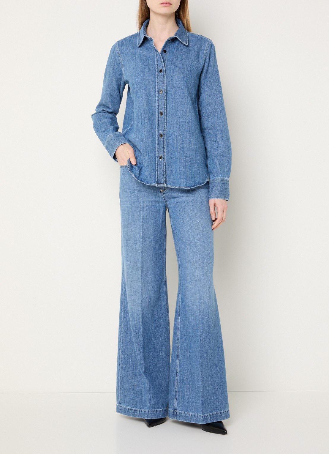 CLOSED Blouse van denim - voorkant 2 blauw