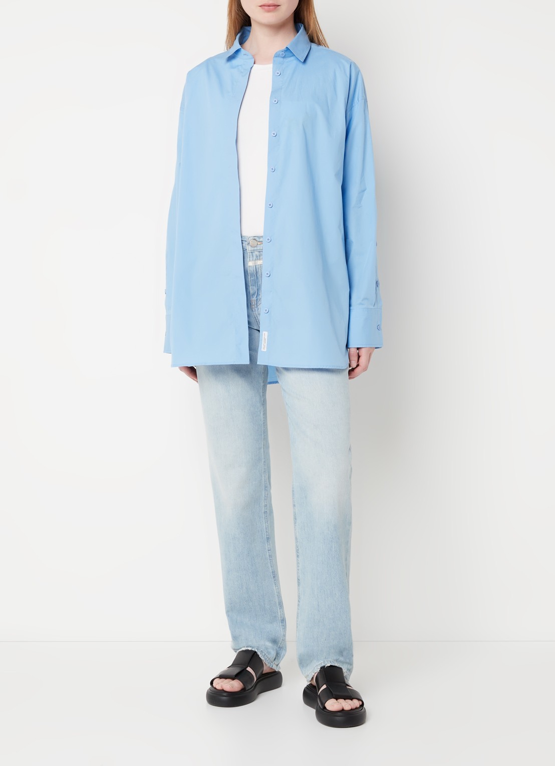 CLOSED Briston mid waist straight leg jeans met lichte wassing - voorkant 2 indigo