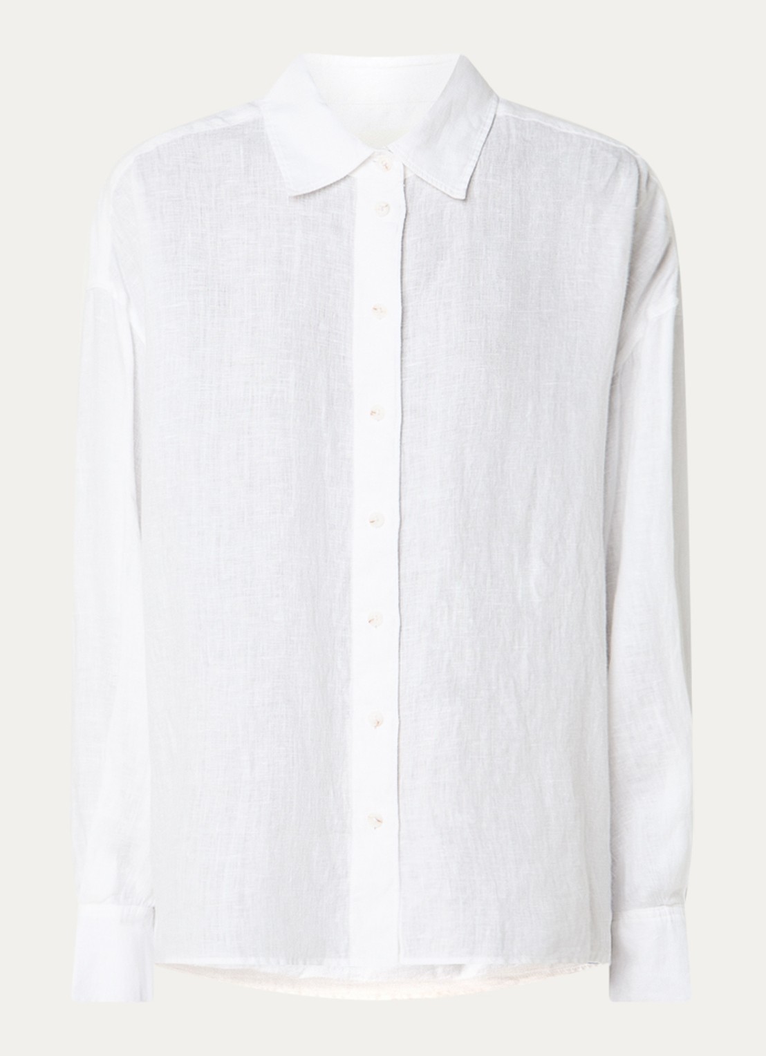 CLOSED Cape blouse van linnen met borstzak - voorkant 3 wit