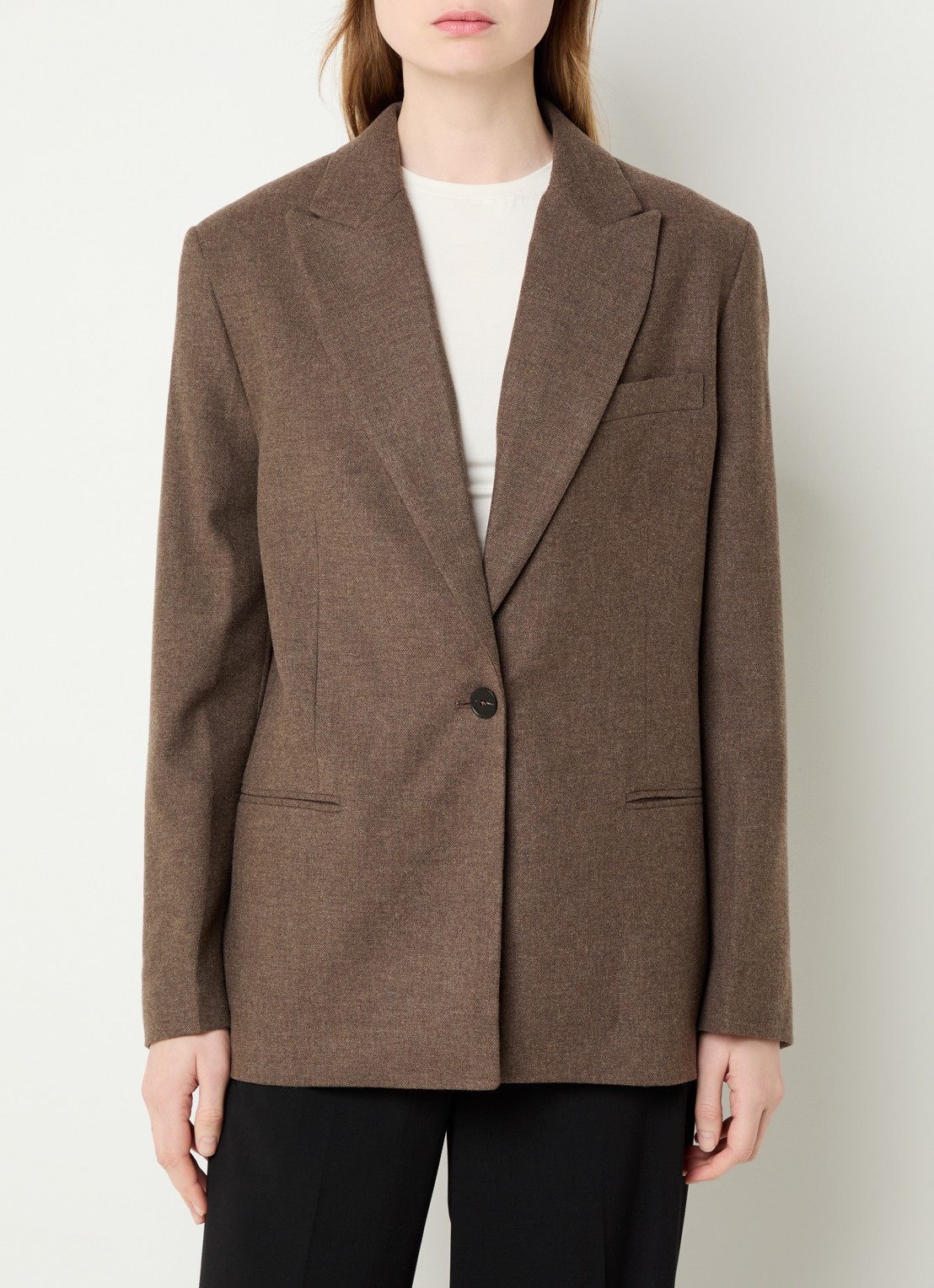 CLOSED Contemporary blazer in scheerwolblend met opgestikte zakken - detail 4 bruin