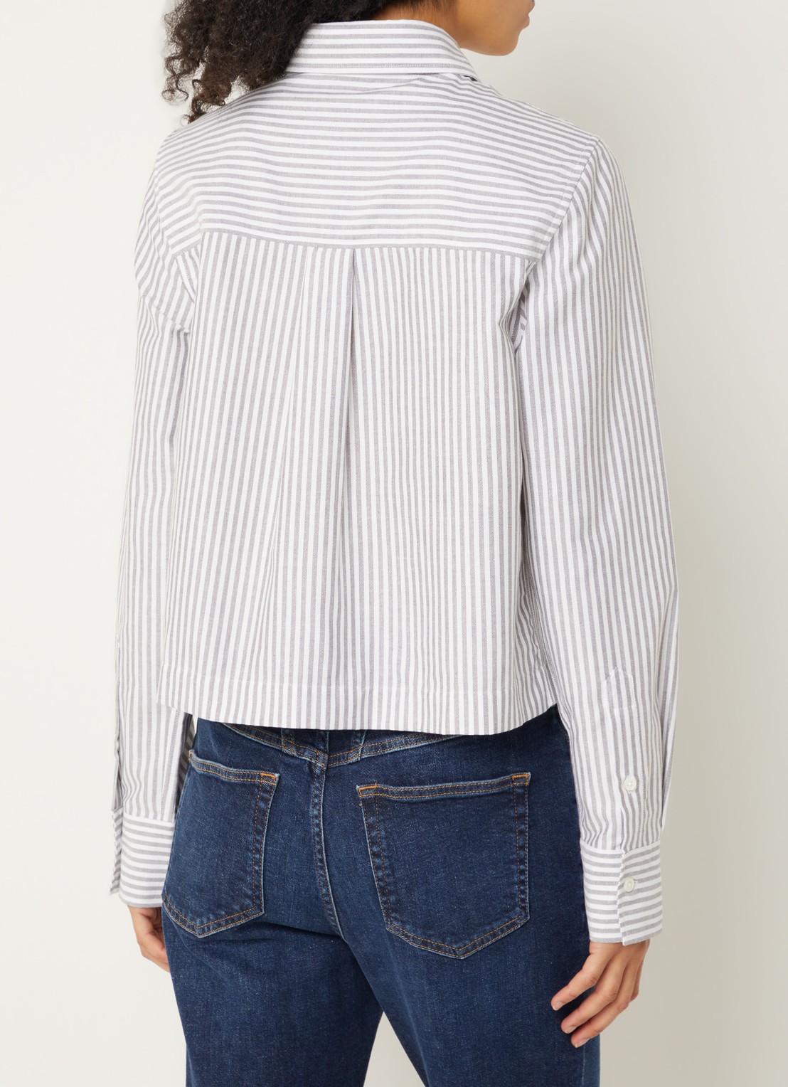 CLOSED Cropped blouse met streepprint - achterkant 2 bruin